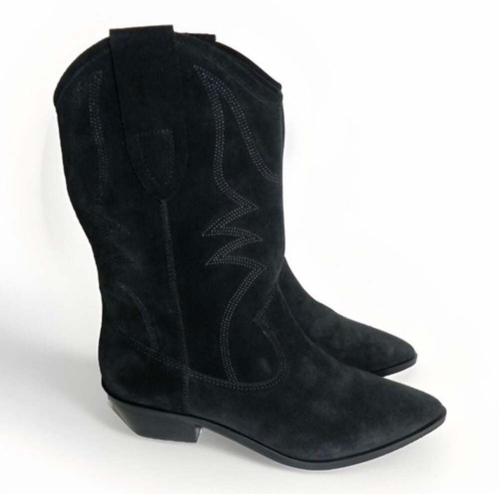 Rebecca Minkoff suede embroidery black boots 9 M